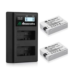 Powerextra LP-E8 2 Pack Compatible with Canon LP E8 Battery and Smart LCDDisplay
